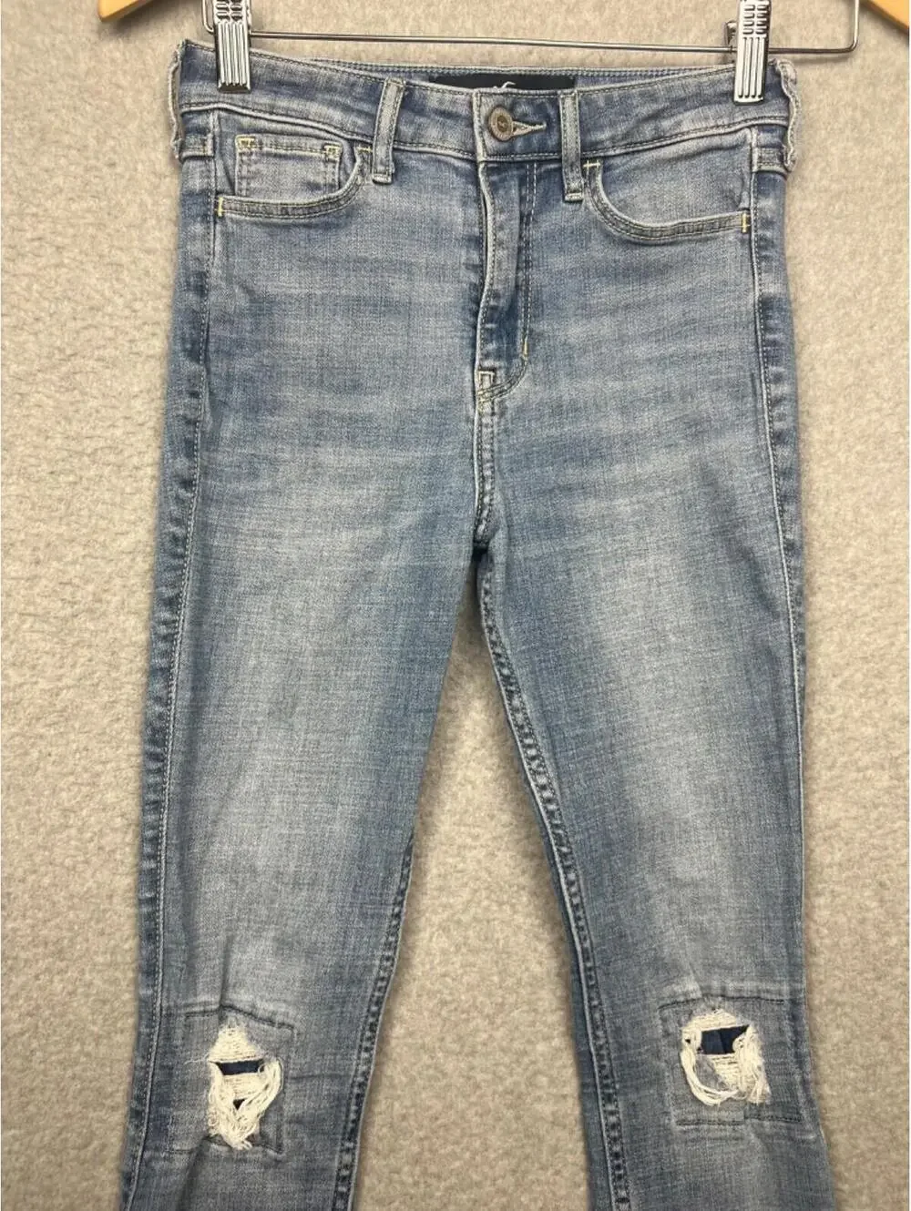 Hollister High Rise Crop Super Skinny Jeans Womens Size 0R Denim Classic Stretch